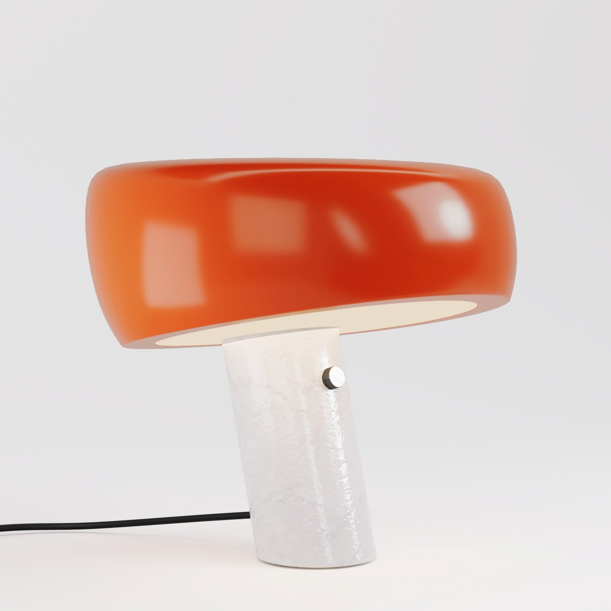 BARCELONA LED Lámpara de Mesa Moderna Naranja con Base de Mármol Blanco, Diseño Clásico y Lujoso para Escritorio, Mesita de Noche o Sala, Estilo Retro y Elegante Pequeña Luz Directa E27, 28cm