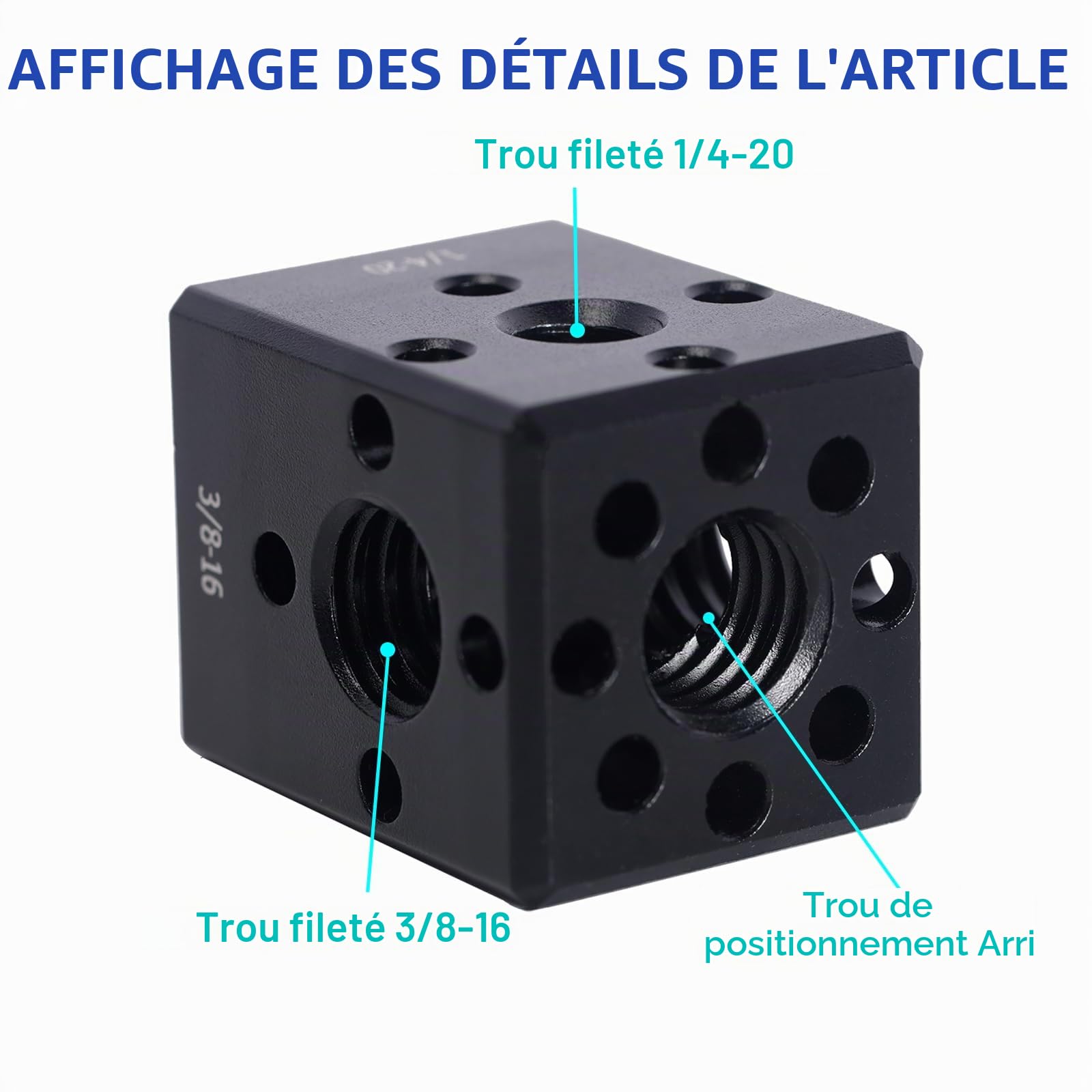 NICEYRIG Extension de support pour appareil photo pour trou de localisation ARRI, adaptateur convertisseur de cage DSLR 5 en 1 pour bras magique à rotule, bras de friction, adaptateur griffe, pince de