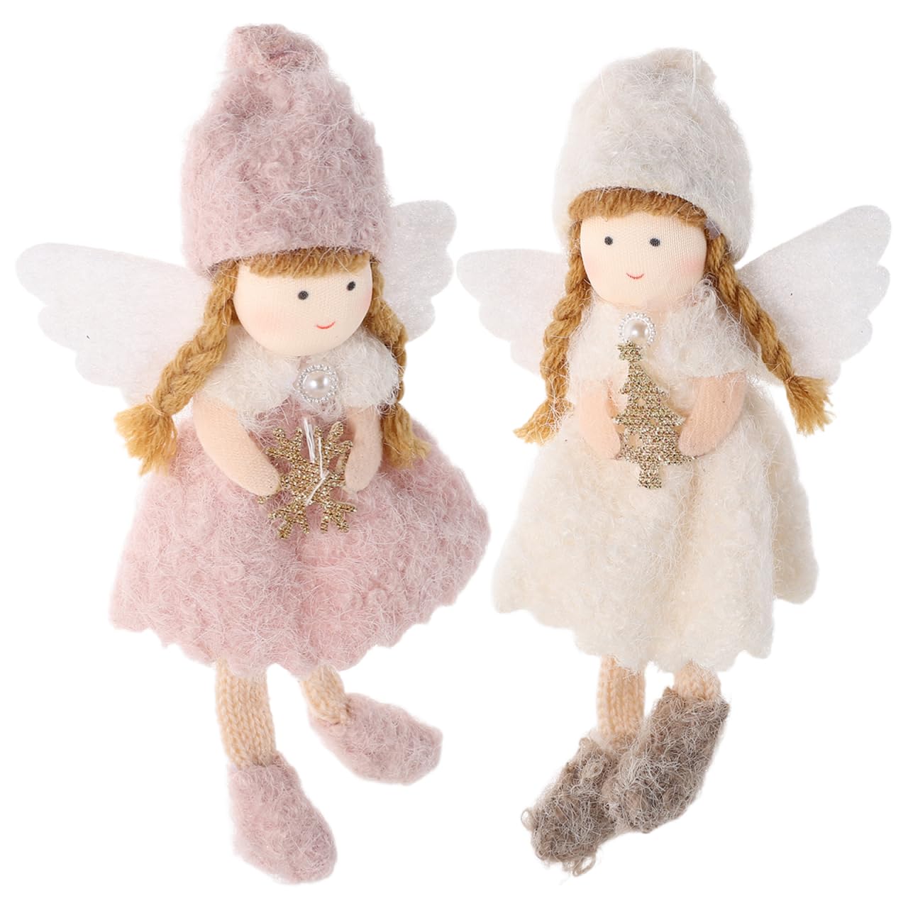 IMIKEYA 2 Stück Plüsch Engel Weihnachtsbaumschmuck Anhänger Weihnachtsbaum Ornamente niedliche Plüsch Engel Weihnachten Christbaumschmuck Weihnachtsbaumanhänger für Festliche Deko