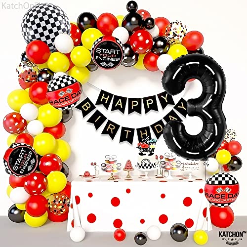 Image of KatchOn Black Number 3 Balloon 40 Inch, 3rd Birthday Decorations for Boys | Number 3 Race Car Balloon for Construction Birthday Party Supplies 3 Year Old