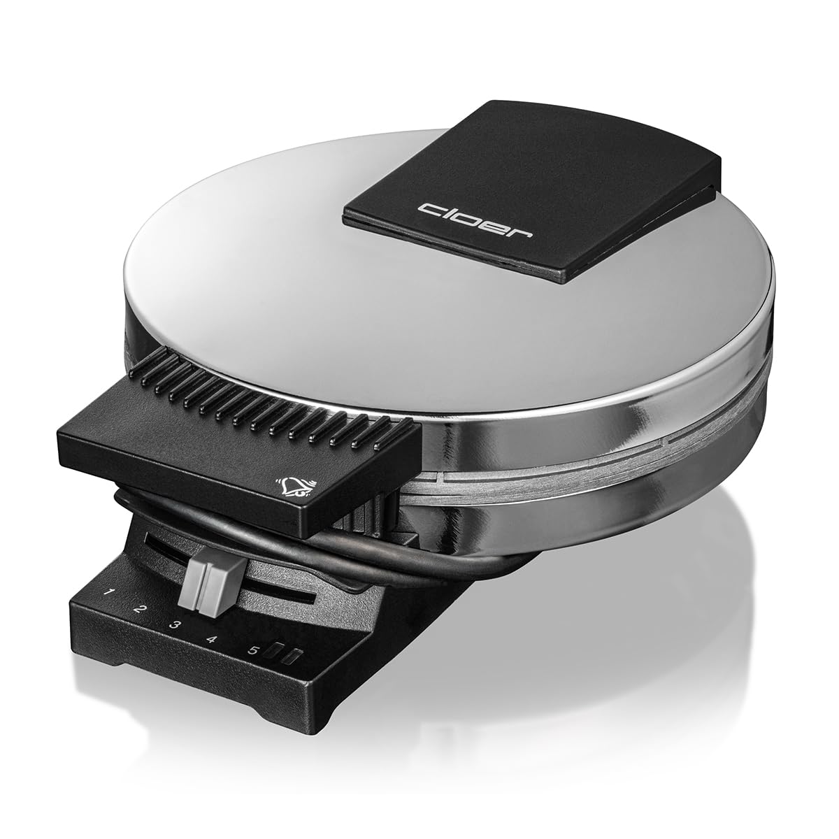 Cloer 185 Piastra per Waffle, 930 W, dimensione di cialda 16 cm, piastre di cottura pesanti, segnale acustico e spia di cottura, corpo in acciaio inossidabile cromato