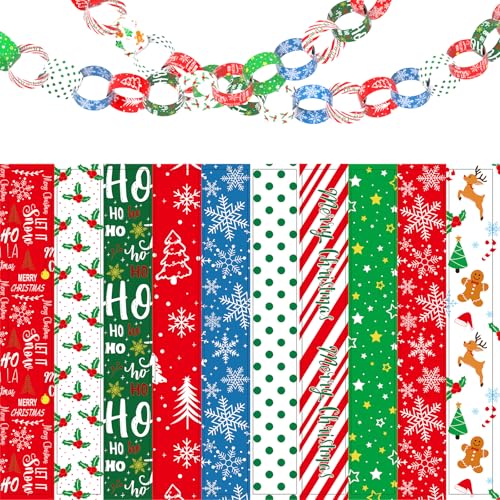 Morcheiong 600Pcs Paper Chains Merry Christmas Craft Paper Strips for Classroom Home Party Decoration Supplies