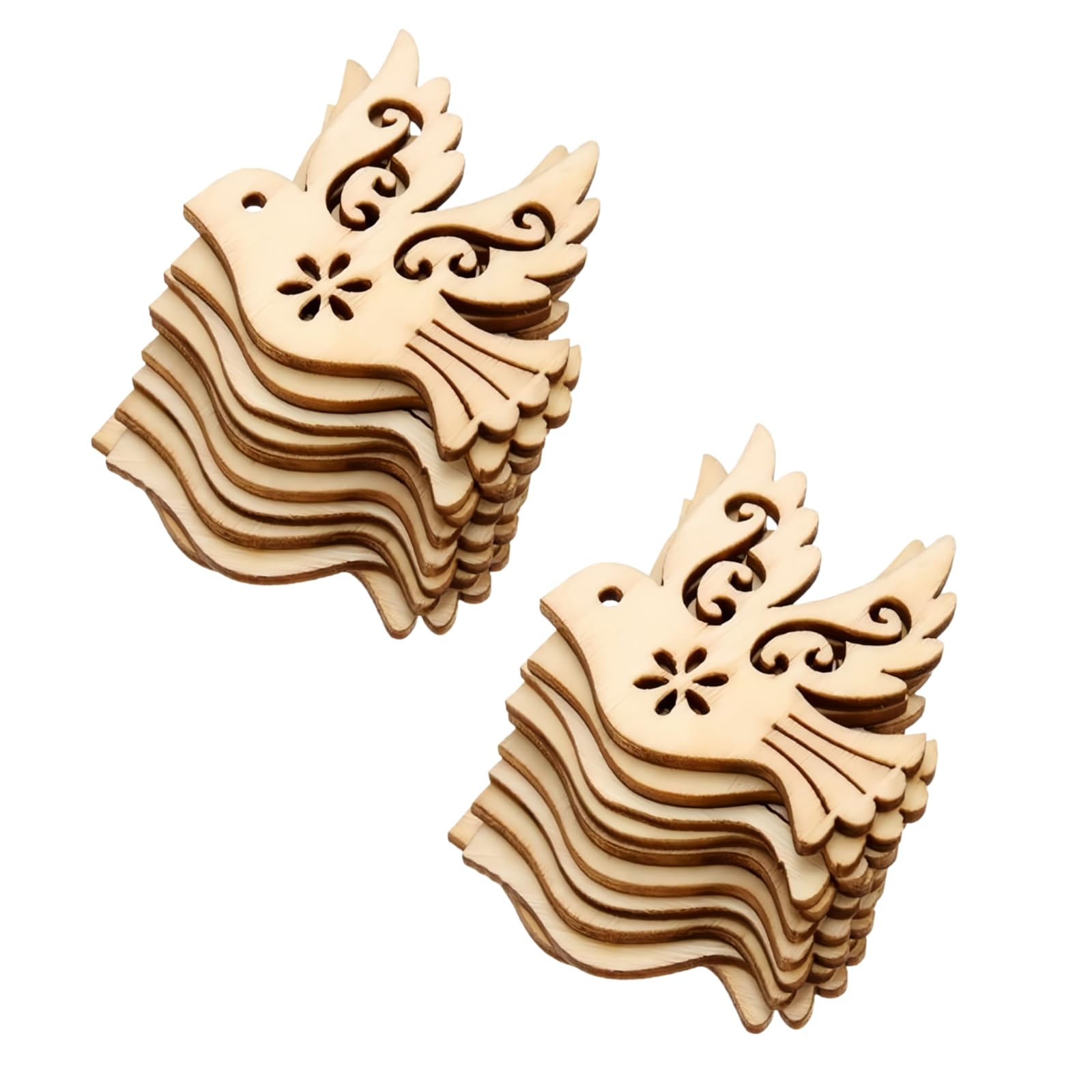 Clockjuan Brown 20Pcs Peace Dove Figurine, Wooden Peace Dove Ornaments Crafts Home Christmas Tree Hanging Decorations, Home Decor Accents, Decor