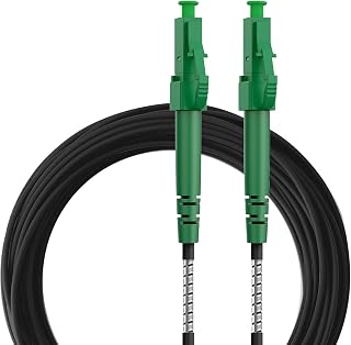 Gepanzerte Glasfaserkabel LC APC auf LC APC 20M, LWL Patchkabel Singlemode Simplex 9/125μm FTTH Lichtwellenleiter LSZH, Schwarz, 20 Meter