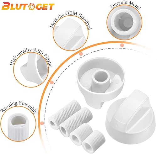 Miniatura 5 de Paquete de 4 perillas de control universales negras con 12 adaptadores y 4 perillas de control universales blancas con 12 adaptadores, compatible