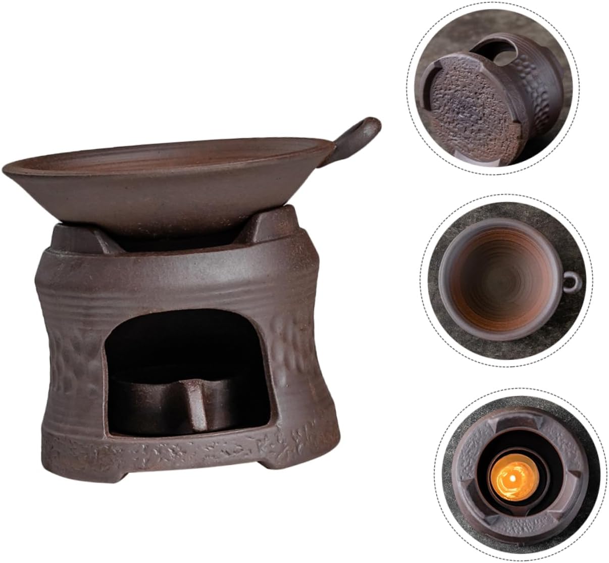 Teapot Warmer Stand Set Ceramic Candle Holder Tea Warmer for Home Hotel Restaurant