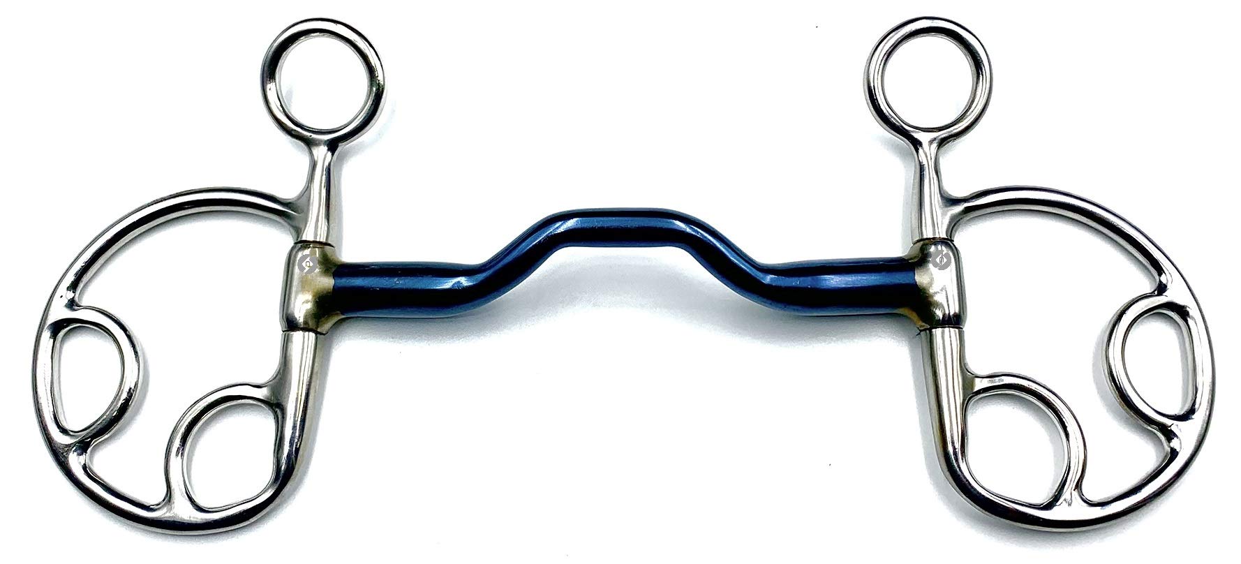 OTTE Butterfly Flip Ported Blue Sweet Iron Port Horse Bit Snaffle Hanging Baucher (4.5")