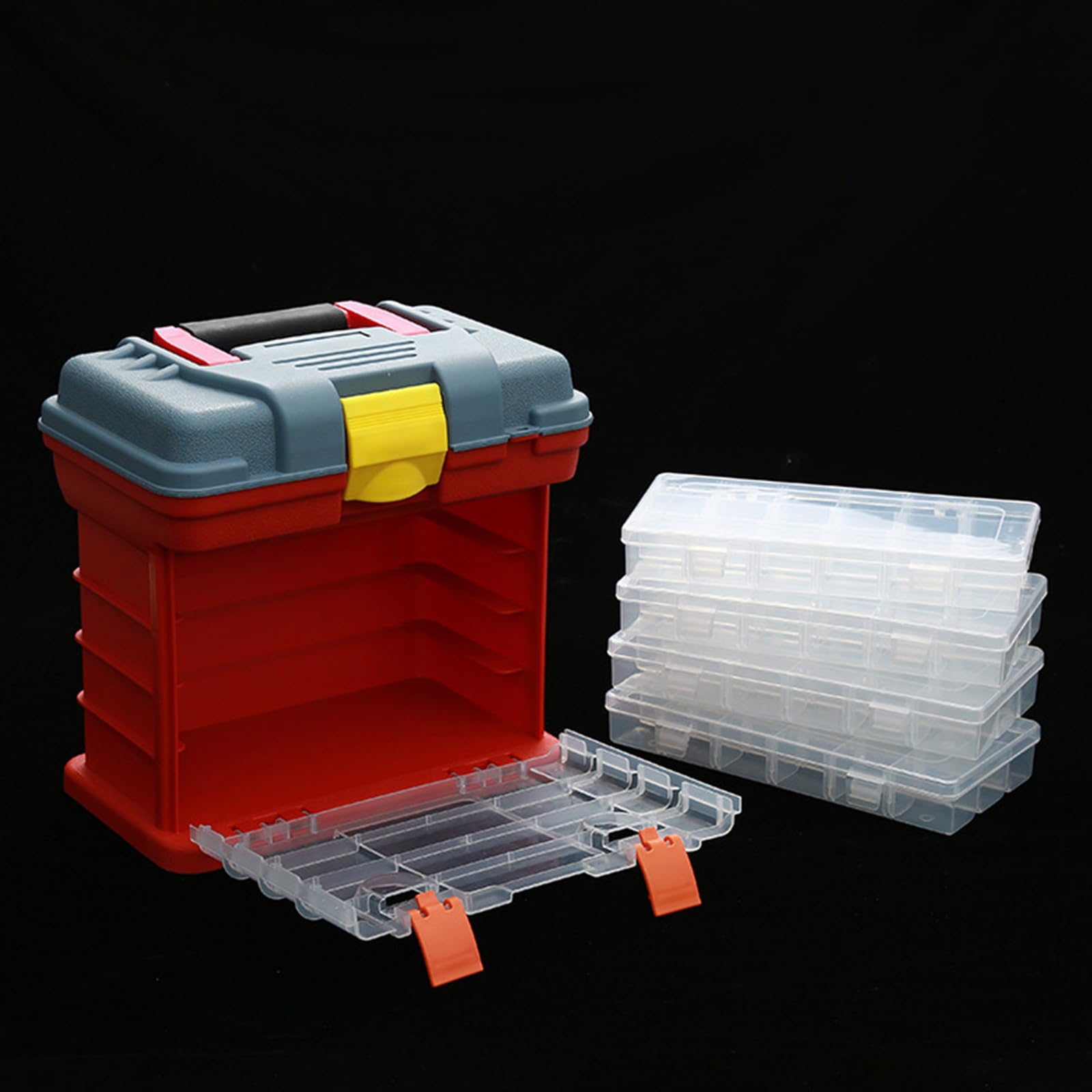 Bastel Organizer und Aufbewahrung, 4-lagige Werkzeug Teile Organizer für Haushalts Elektrowerkzeuge, Multifunktionsbox, Kunststoffboxen zur Aufbewahrung