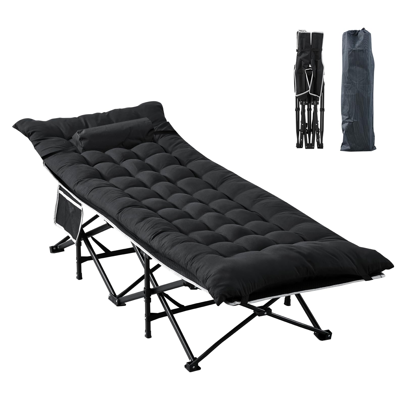 LSLIFE Folding Camping Bed for Adults, Portable Camping Cot 186x69x39cm