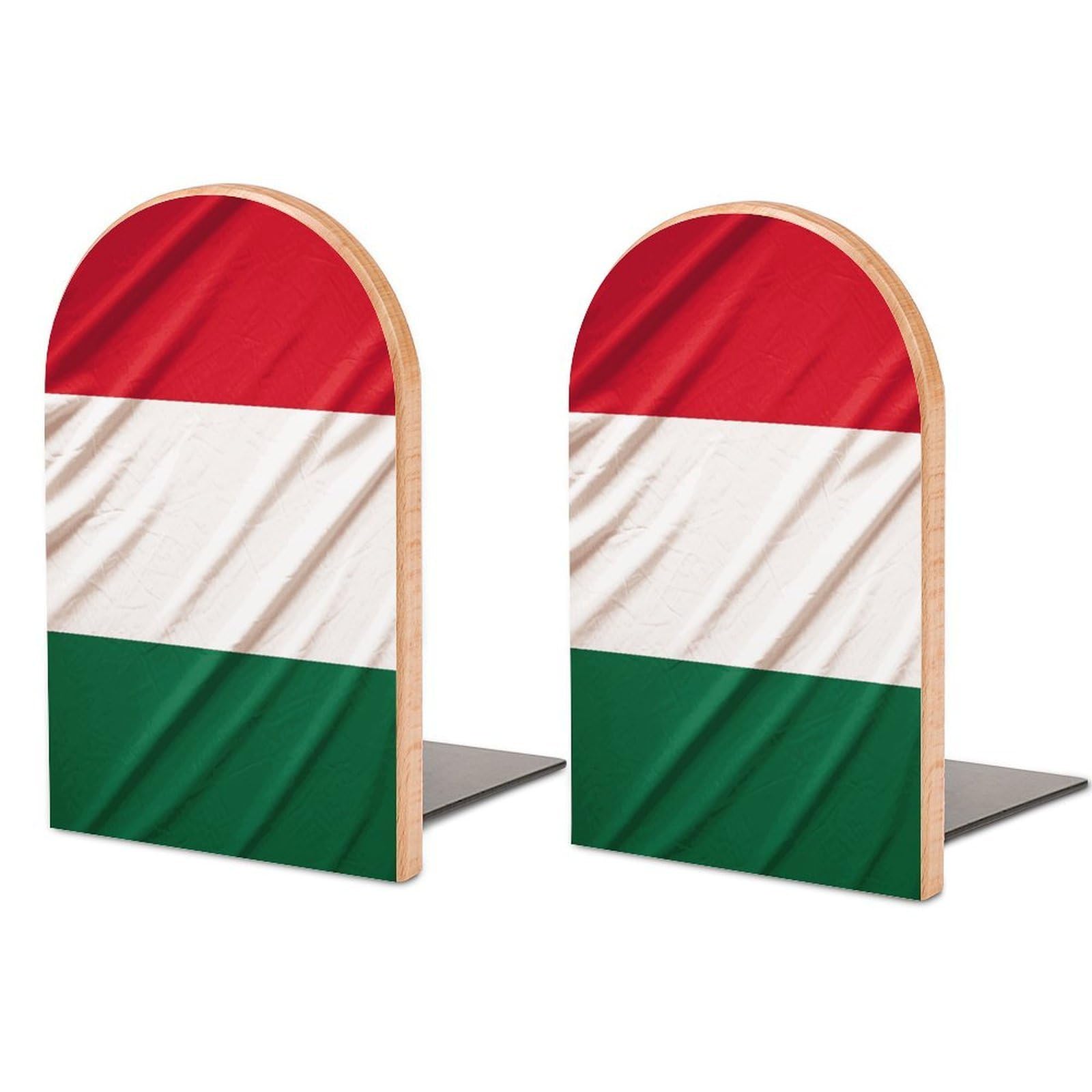 Italy Flag Bookends 1 Pair Heavy Duty Book Ends for Shelves Non-Skid Bookend Supports Wooden Book Holders with Metal Base Desk Organizers Books Storage to Hold Books