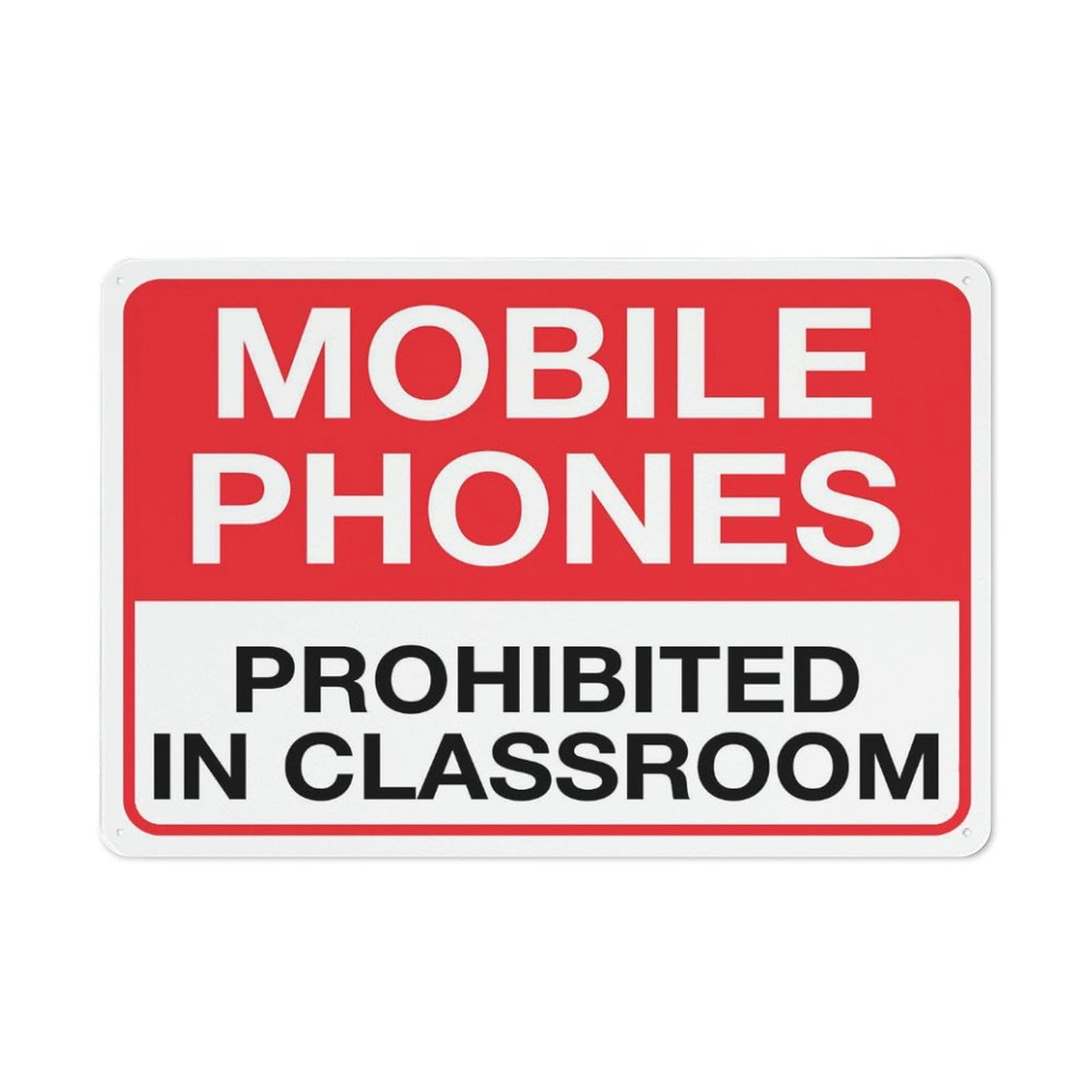 peiyeety Mobile Phones Prohibited In Classroom Sign For Business - 8"x12" Rust Free Aluminum UV Printed, 4 Pre-Drilled Holes, Durable Weatherproof