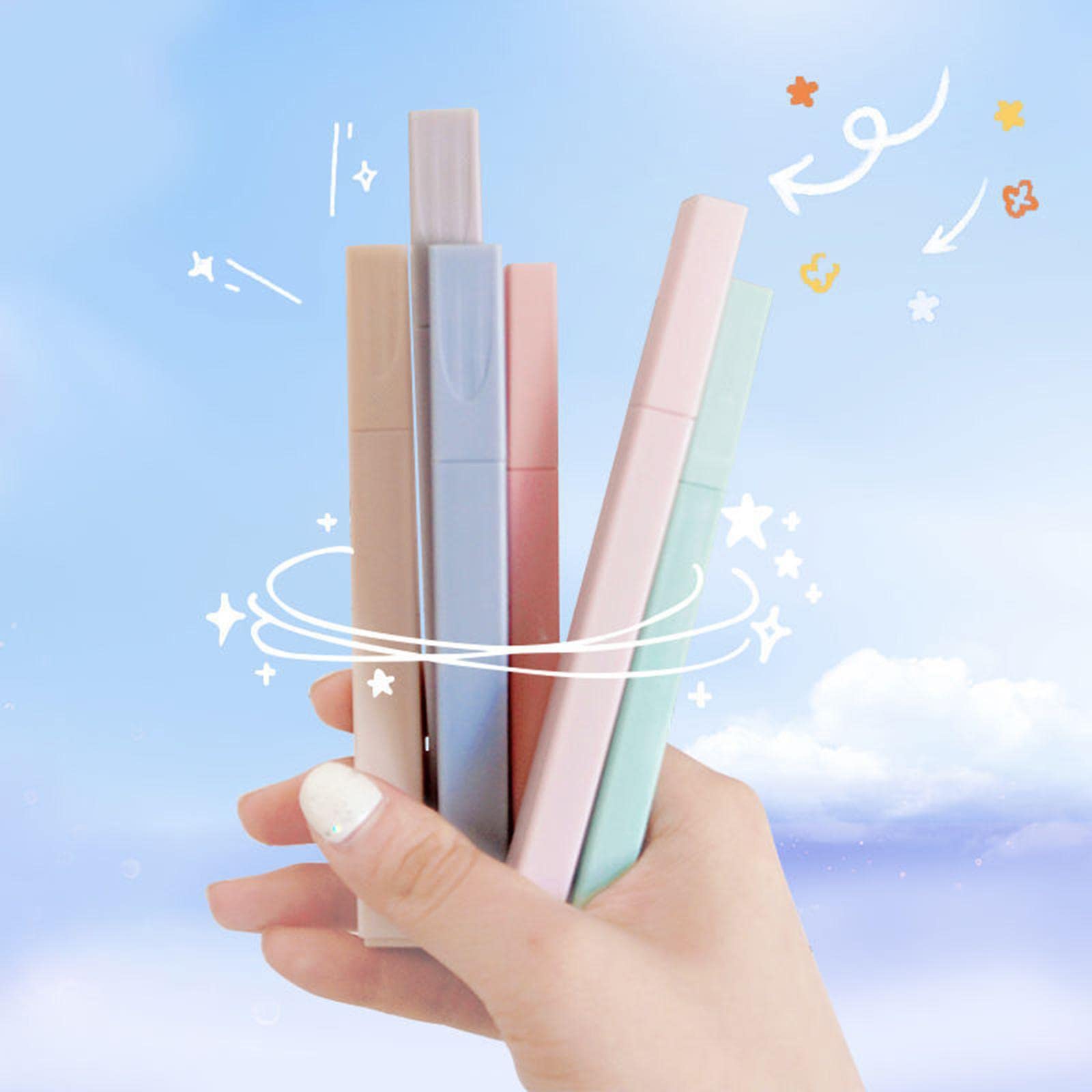 10 Set 6 Stück Kawaii Textmarker Stifte Set für Büro DIY Fotoalbum Mädchen Geschenke B, Stil B