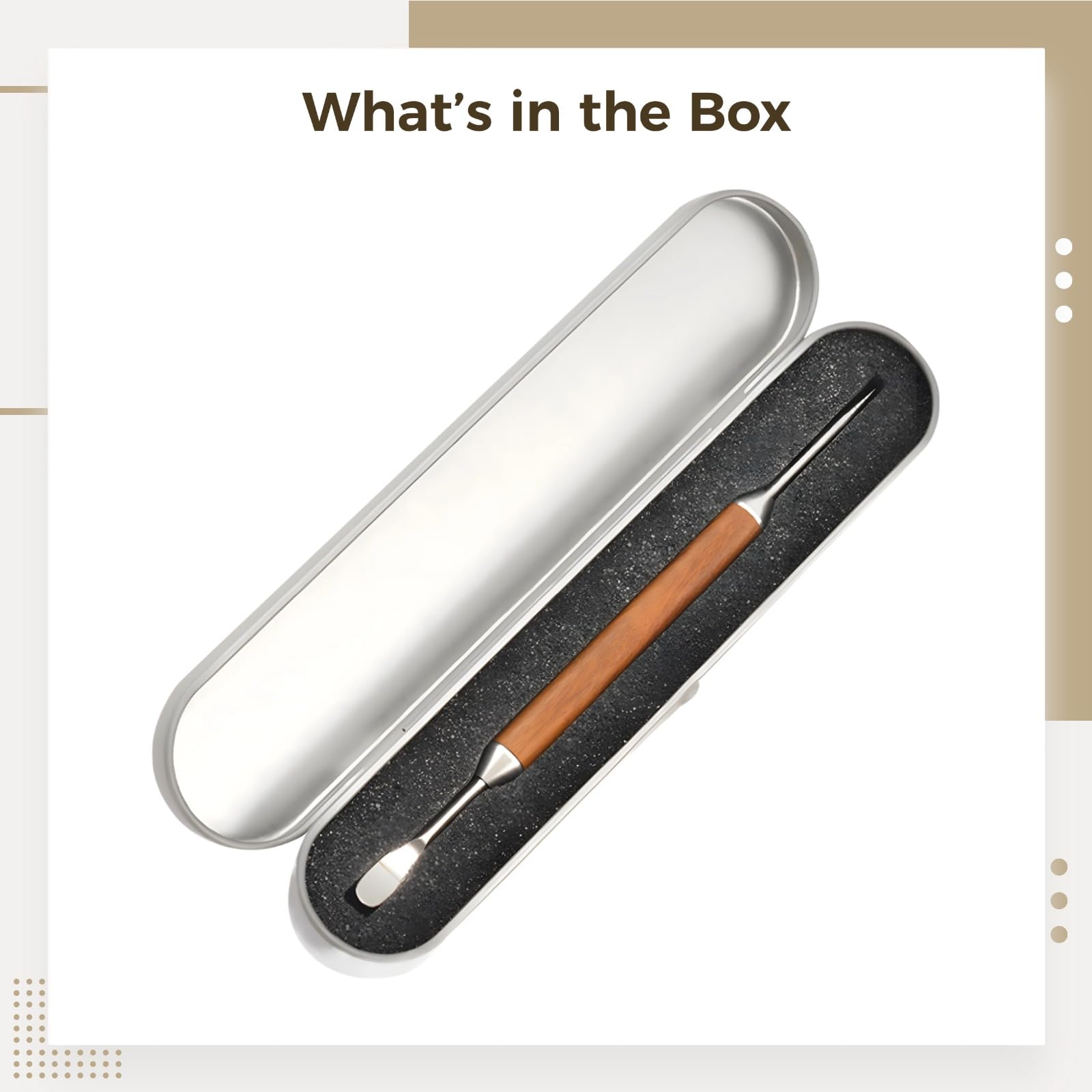 Lot De 2 Stylos à Café (latte Art) - Double Face : Aiguille Et Cuillère - Manche En Bois, Tête Métal - Pour Barista Maison - 2
