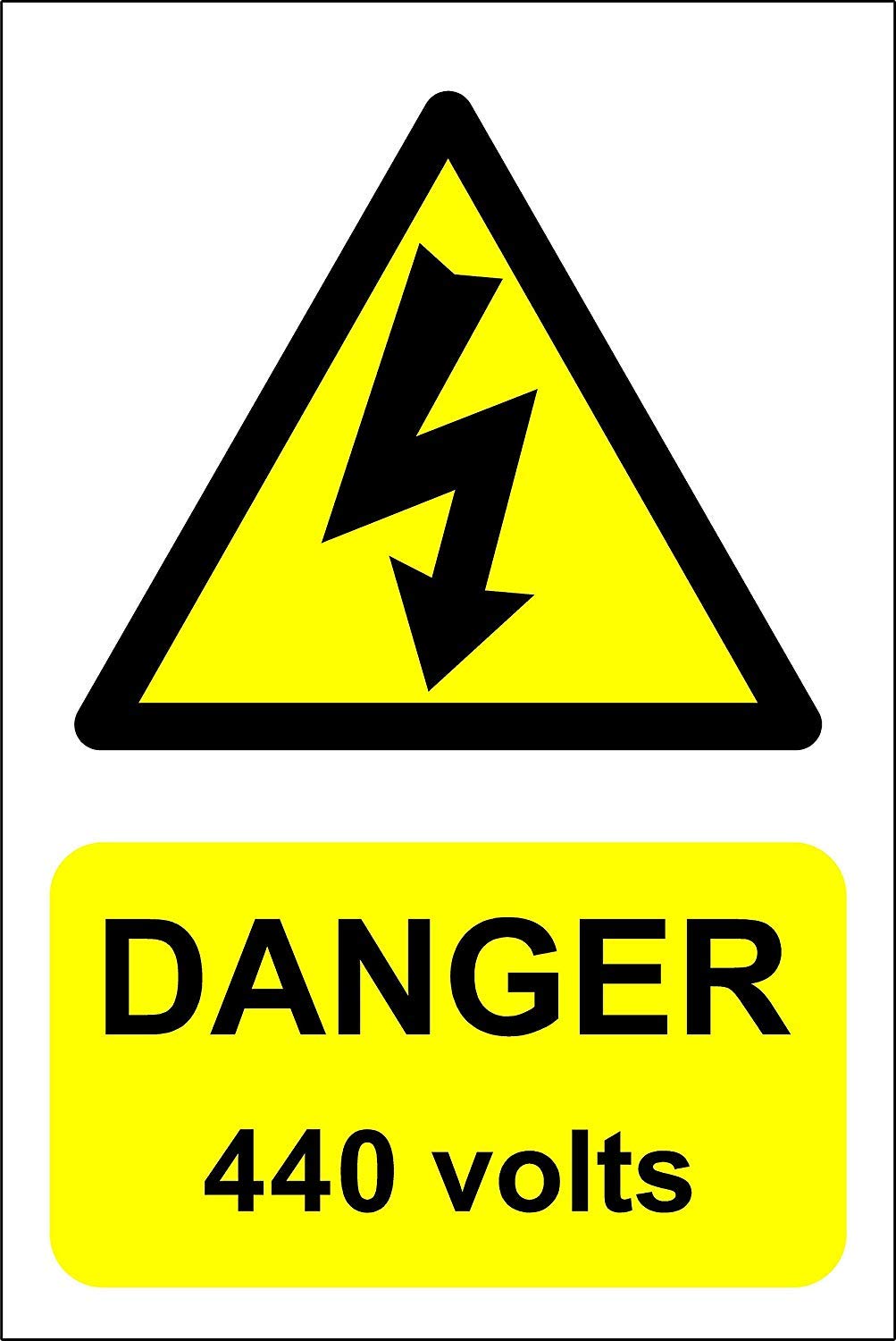Danger 440 volts Electrical safety sign - 1.2mm Rigid plastic 400mm x 300mm