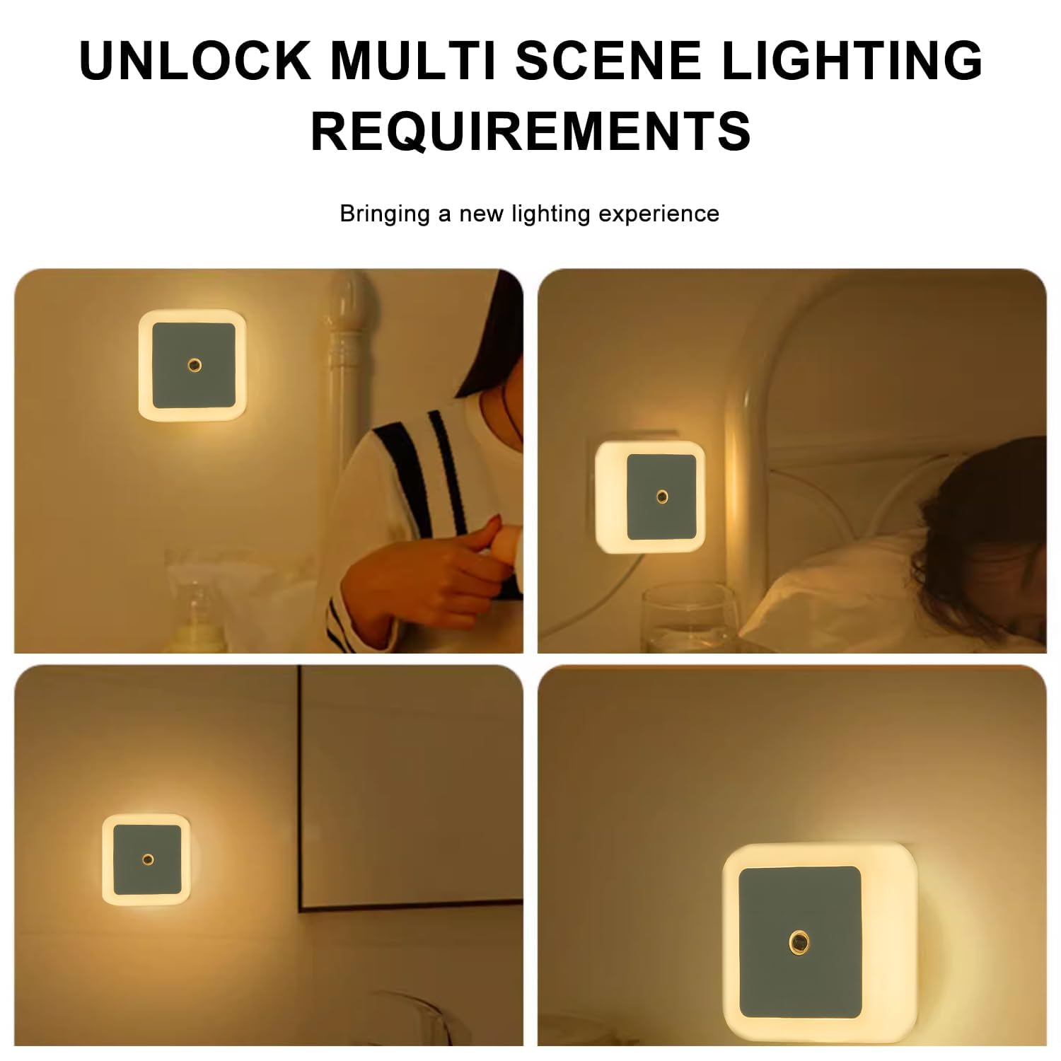 4Pcs LED Night Light 0 5W Smart Light Sensing Warm White Nightlight 65mm ABS Auto Sensor Bedroom Bathroom — view 4