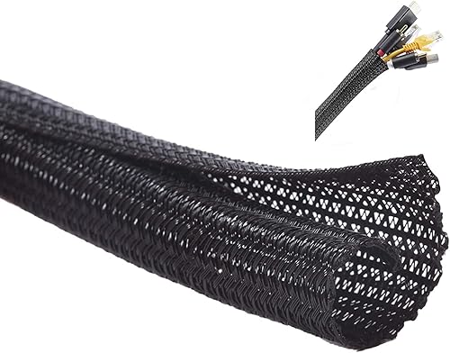Funda de cable negra de 10 pies y 12 pulgadas, protector de cable, tubo de telar de alambre, funda dividida para cables de alimentación USB, audio y