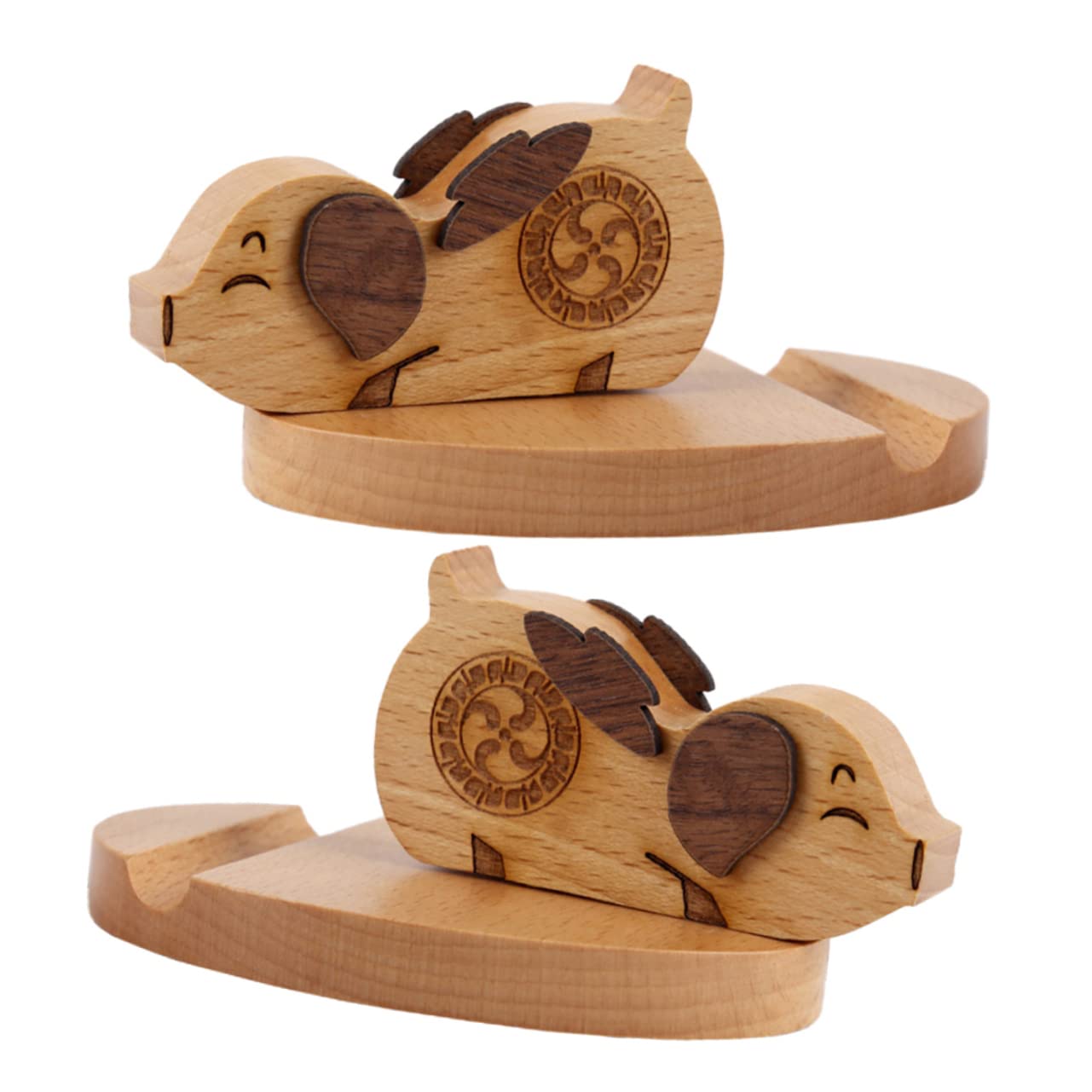 Housoutil 3 Soportes De Madera para Teléfono con Forma De Pantalla Móvil Prácticos para Escritorio Hogar Oficina Dormitorio.