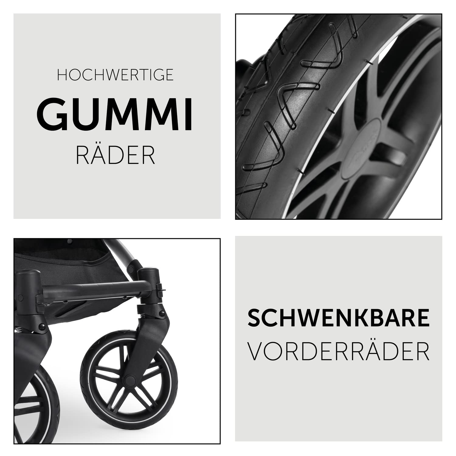hauck Vision X 2in1 Kinderwagen Set ab Geburt - Melange Grey | Kombi-Kinderwagen bis 22 kg mit Babywanne, wendbarem Sportsitz und Liegefunktion, Gummiräder &zusammenklappbar