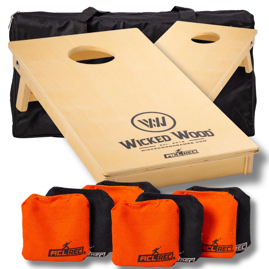 Cornhole Set Mini - Wicked Wood - 60x30cm - Inklusive Säckchen und Tragetasche