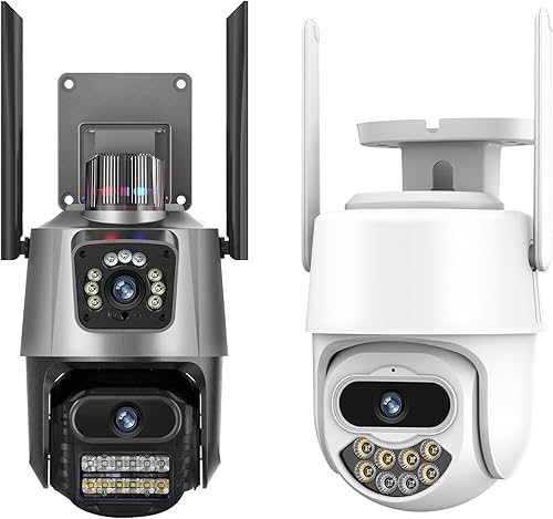 Cámaras de seguridad de doble lente 4K para exteriores, cámaras exteriores con cable para seguridad en el hogar exterior con cable 3M, seguimiento