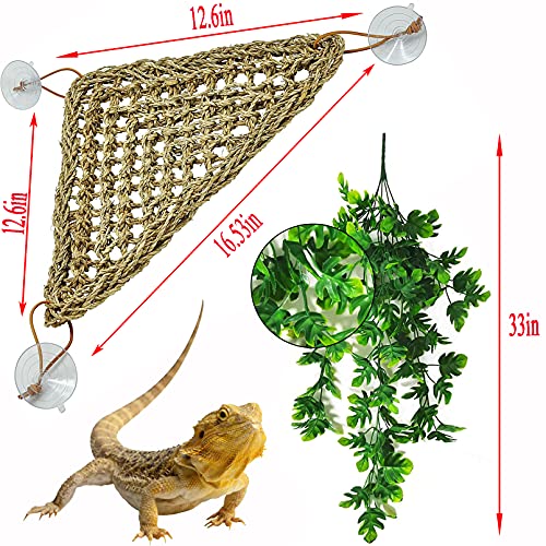 Hamiledyi Bearded Dragon Tank Accessories Lizard Hammock Adjustable Leash Bat Wings Reptile Plants Hanging Fake Vines Tank Habitat Decor for Climbing Chameleon Lizards Gecko Snakes - Image 8