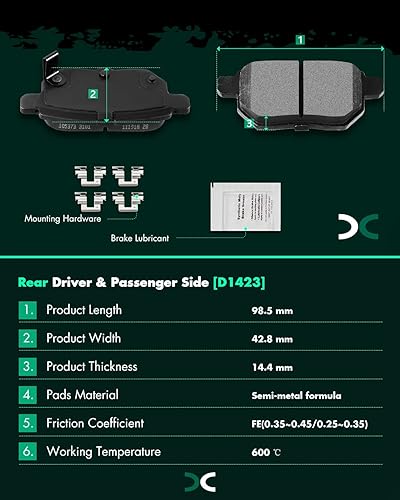 Miniatura 3 de SCITOO D1423 Semi Metallic Brake Pads Kits Rear Fit For Lexus 2011-2016,For Scion 2016,For Toyota 2010-2018