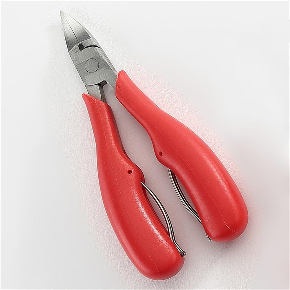 Professioneller konkaver Nagelknipser aus Edelstahl für dicke Nägel und eingewachsene Zehennägel. Scharfe, gebogene Klinge für einfaches Trimmen. D80, rot, 1 Stück