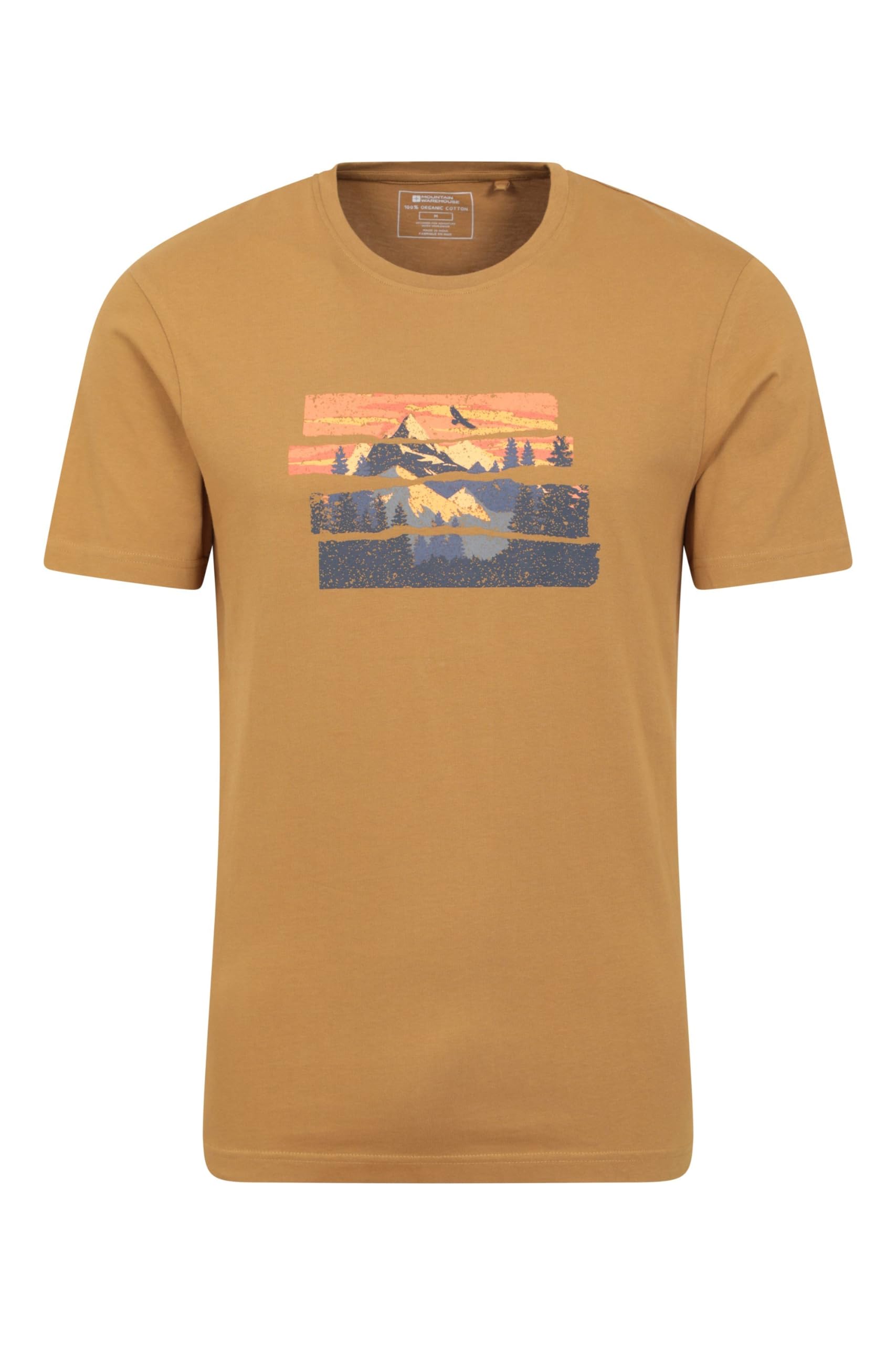 Mountain Warehouse Spruce Springs Mens T-Shirt - 100% Organic Cotton, Lightweight, Easy Care, Quality Print Tee Shirt - Best for Summer, Outdoors, Camping & Hiking