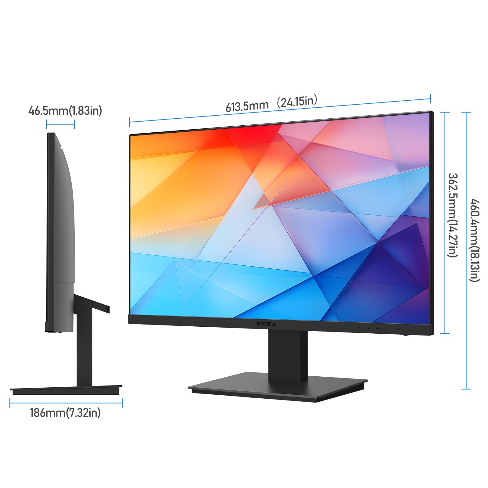 27-calowy monitor do gier KOORUI, ekran 100 Hz Full HD (1920 x 1080) ze zintegrowanymi głośnikami, HDMI, wyświetlacz IPS, regulacja nachylenia, ochrona oczu, montaż ścienny VESA