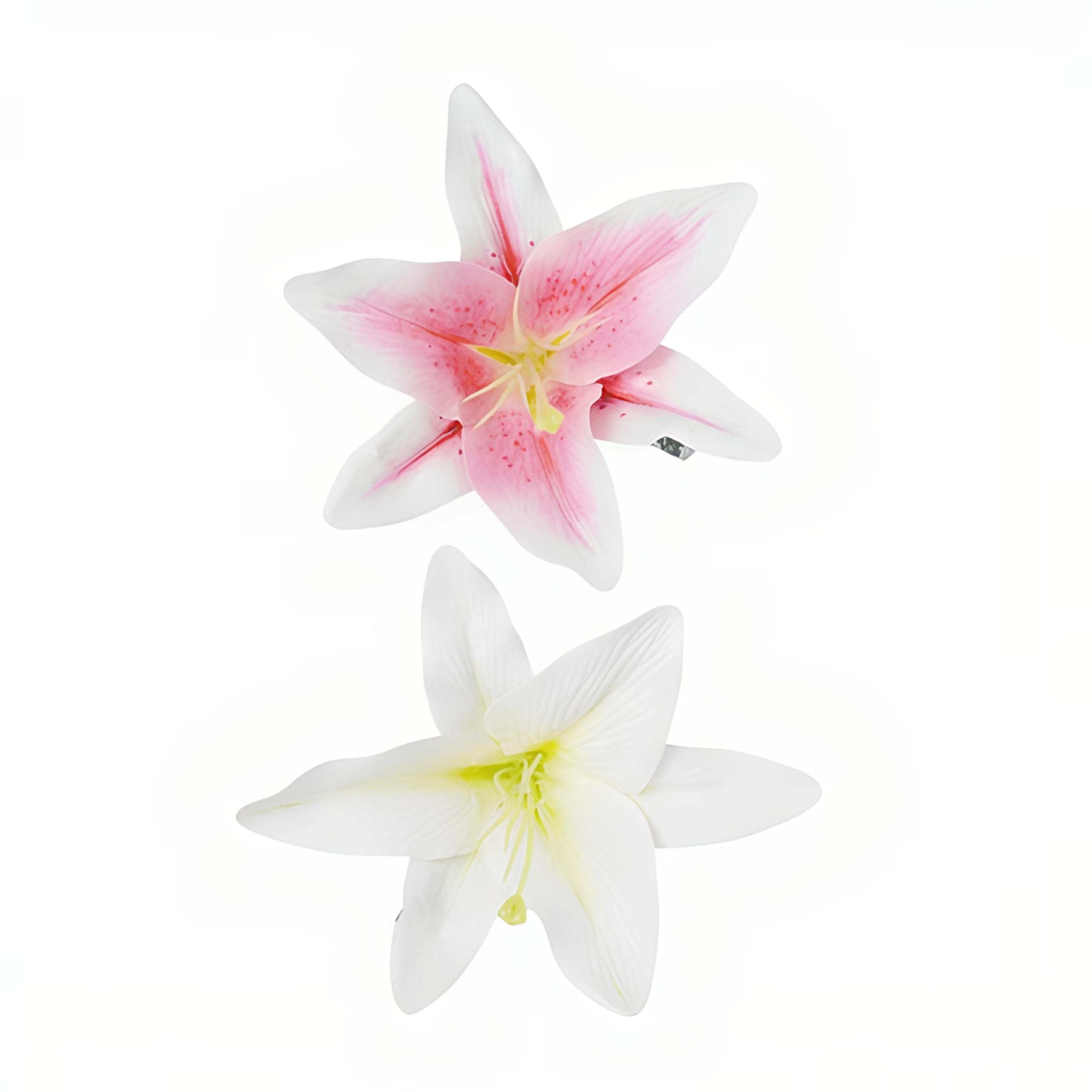 Photo 1 of Fosrisix Lily Flower Hair Clips - Pink & White (2 Count)