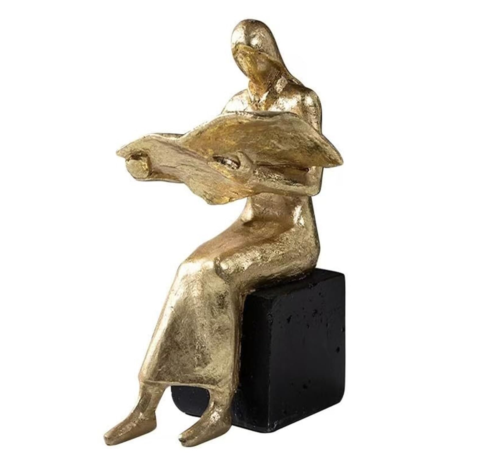 Yofab Office Cubicle Decor Creative Abstract Reading Character Figurine Sculpture Decor 2 Colors to Choose Coffee Table Centerpiece(Gold Style a)