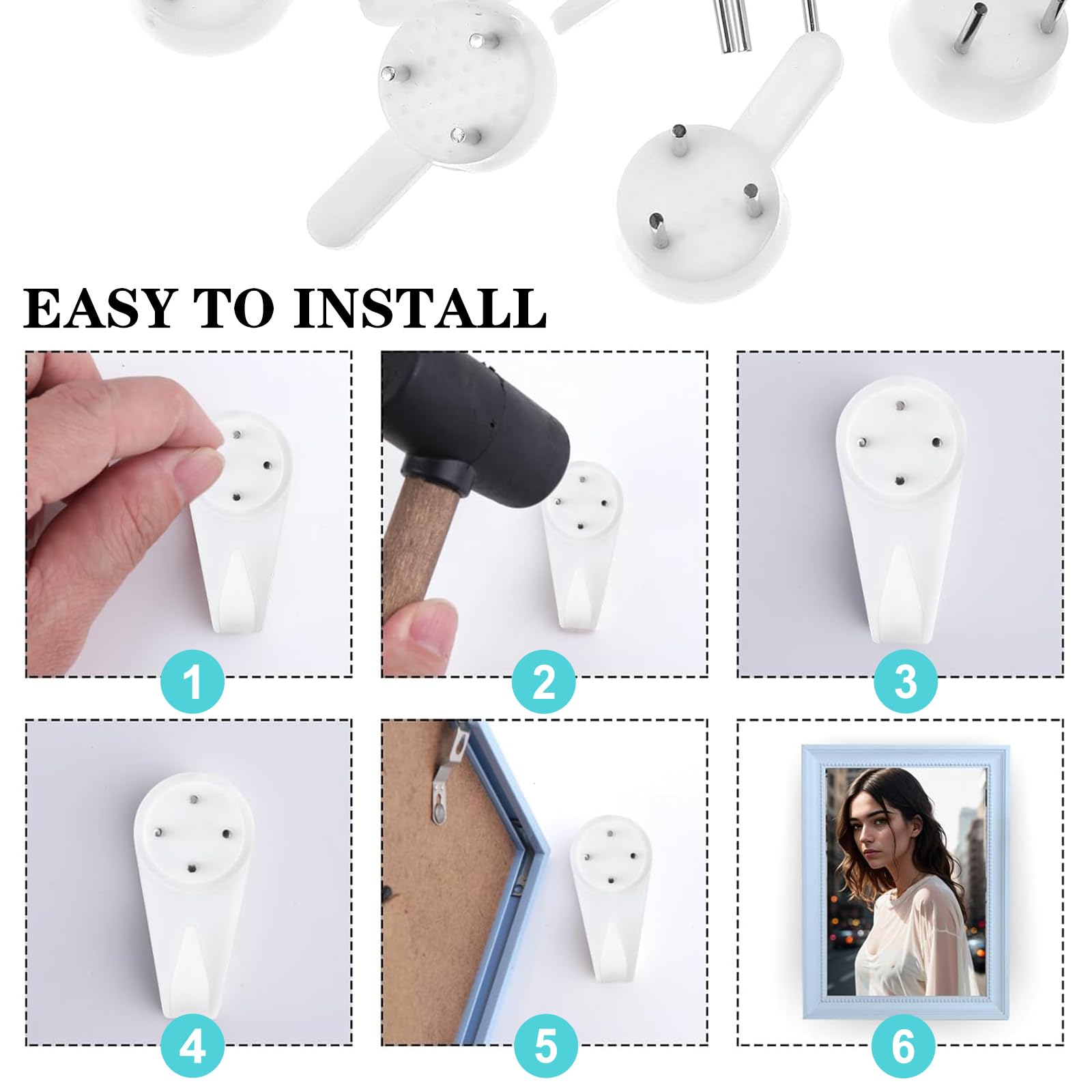 Ganci Da Parete Invisibili - 40 Pezzi Antitraccia Per Appendere Quadri, Foto E Decorazioni Senza Fori - Foto 9