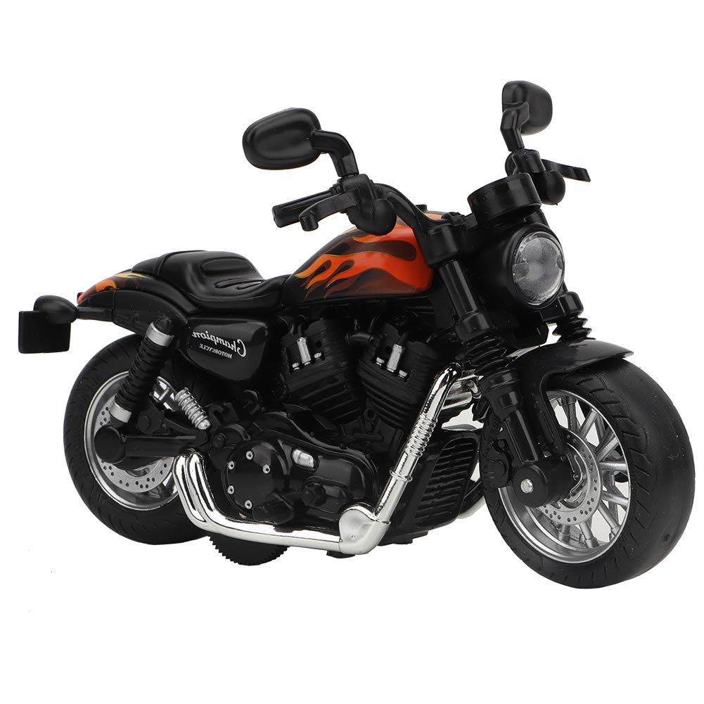 Generic Alloy Electric Motorcycle Model Toy with Light Music for Kids Gift, DropResistance Alloy Motorbike Model Toy for Children, Black/White, 4.7 * 2.9 * 3.1in (Black) — view 5