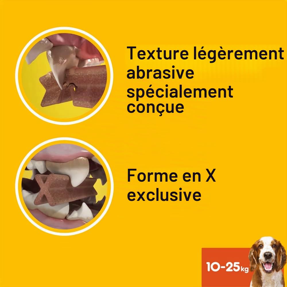PEDIGREE DENTASTIX Sticks Dentaires pour Moyen Chien 10-25kg - 56 Bâtonnets à Mâcher (Lot de 8 Sachets de 7 Friandises) - Hygiène Bucco-dentaire, Scientifiquement Prouvé, Nettoyage Dents au Quotidien
