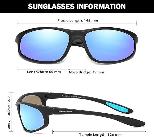 Miniatura 3 de FAGUMA Gafas de sol deportivas polarizadas para hombres, ciclismo, conducción, pesca, protección UV400 Z1 Negro+azul