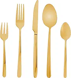 WOLFF Faqueiro de Aço Inox Viena Dourado 30 Peças Com Caixa Litografada - Jogos de Talheres - Mesa Posta - Utensílios de Cozinha, Enxoval, Casamento, Decoração