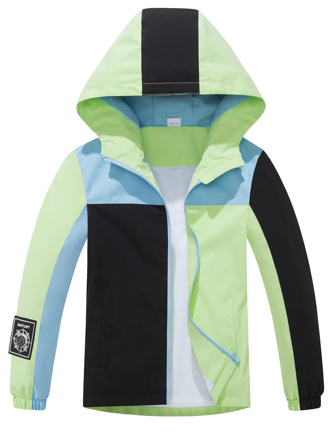 NATUST Kinder Jungen Wasserdichte Jacke Leichte Übergangsjacke Winddichte Regenjacke mit Kapuze