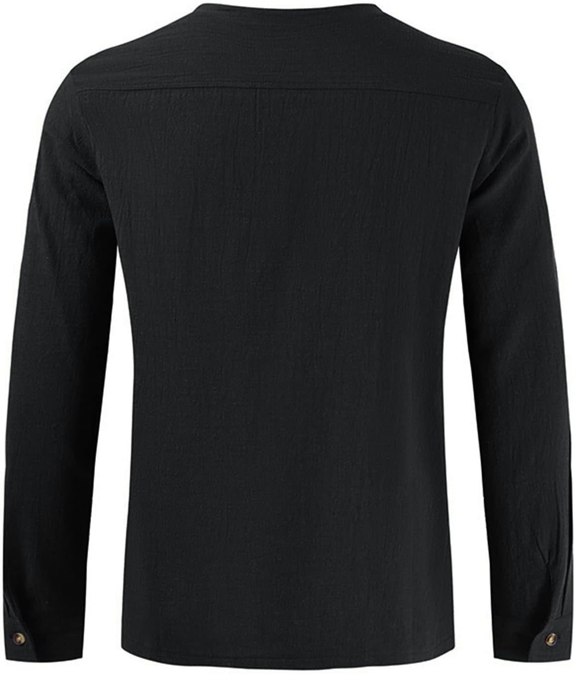 Men's Cotton Linen Button Down Solid Shirt Casual Stylish Long Sleeve Henley Shirt Business Beach Dress Shirts