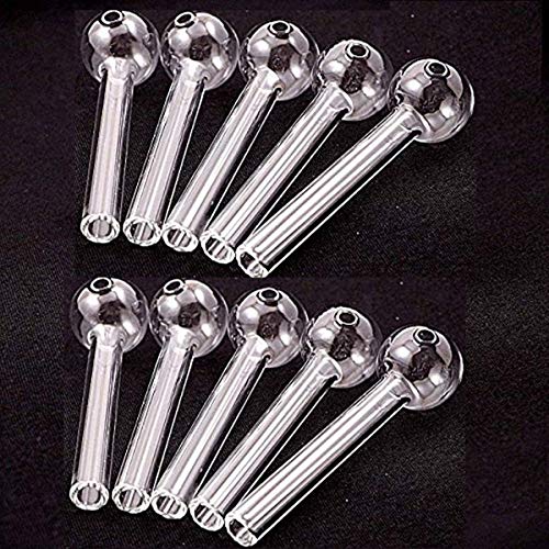 Sigato™ : Tuyau d'huile : lot de 10 pièces : brûleur à huile en verre : verre épais transparent (2 mm) : longueur 10,2 cm + 1 sac anti-odeurs (taille : 12,7 x 17,8 cm) : OPX10 pièces Cover