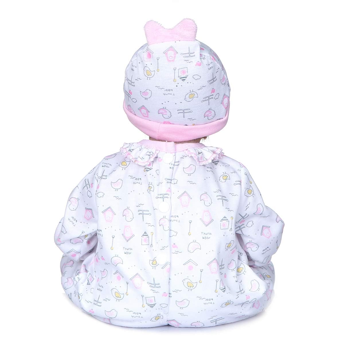 2 muñecas de bebé  Reborn para niñas, ropa de 16 a 18 pulgadas, muñeca recién nacida, traje rosa de 17 pulgadas con estampado de muñeca 3