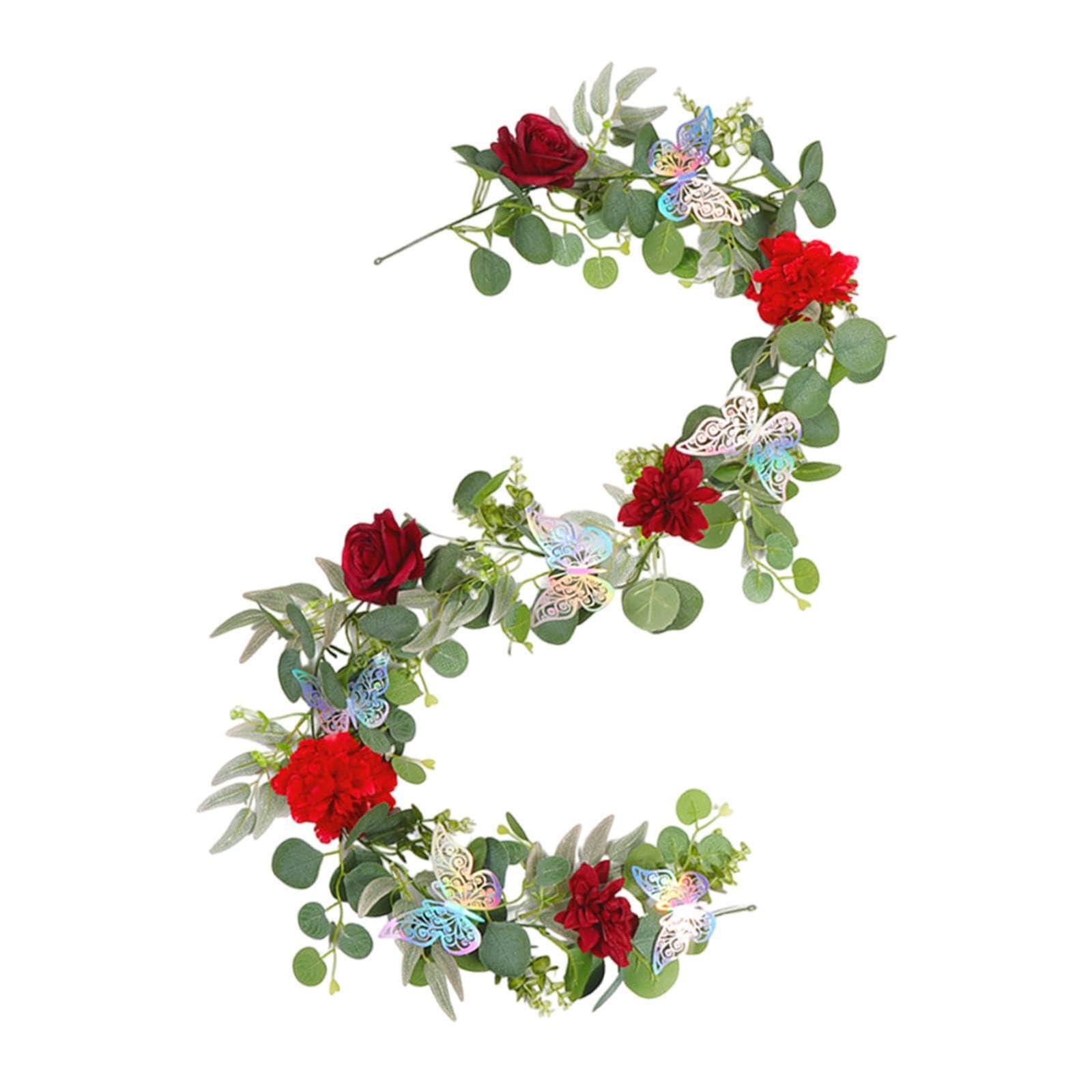 PIXZCSA Realistic R Vine Anniversary Peony Vine Decorative Floral Garland Festival Decorations Artificial Fireplaces, Red, 180cm
