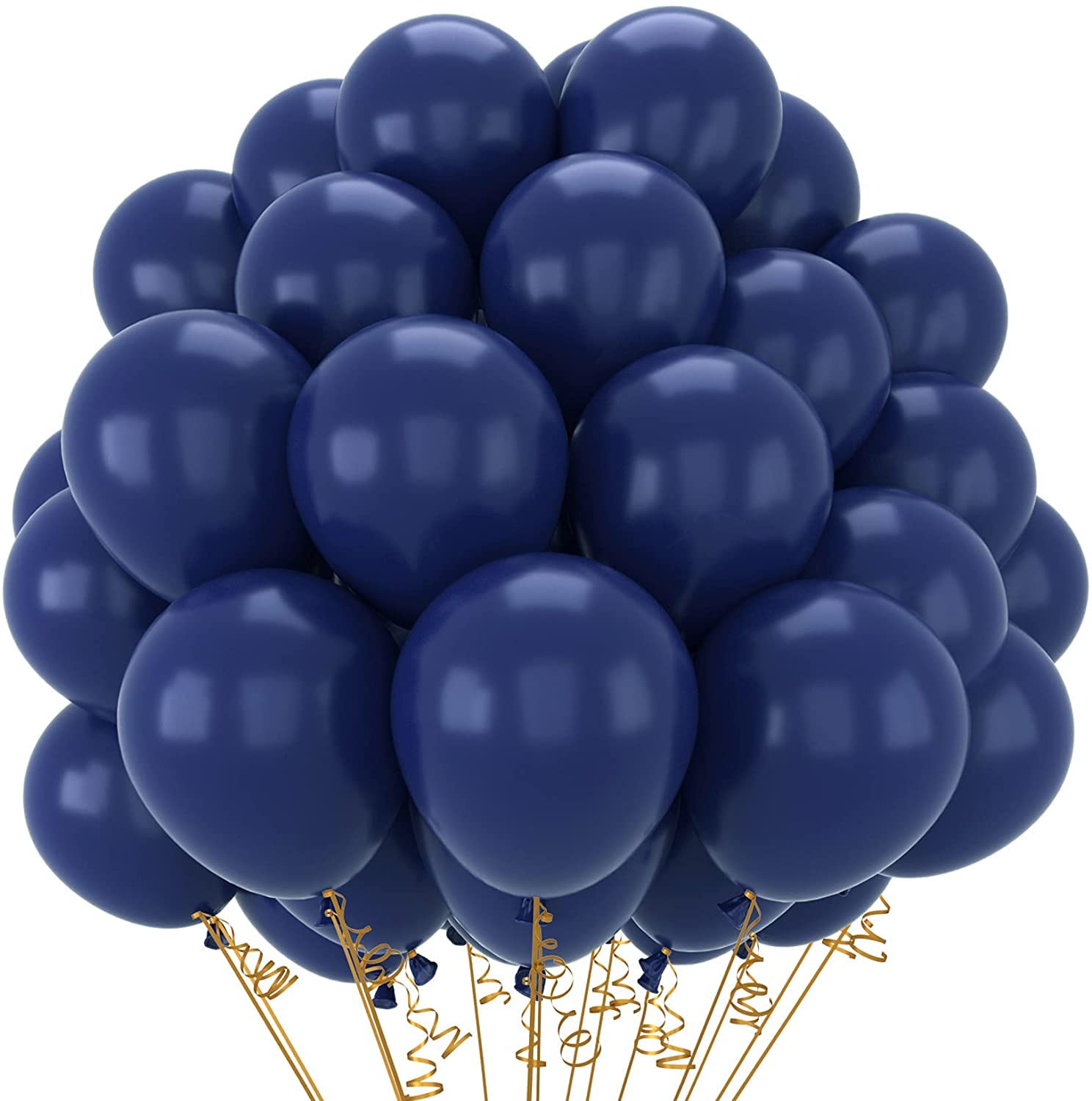 RGLT 25 Pc Blue Party Balloons 12 Inch Red Balloons with Matching Color Ribbon for Red Theme Party Decoration, Weddings, Baby, B75-25BLUE