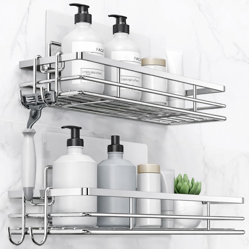 josmimic lot de 2 étagères douche inox