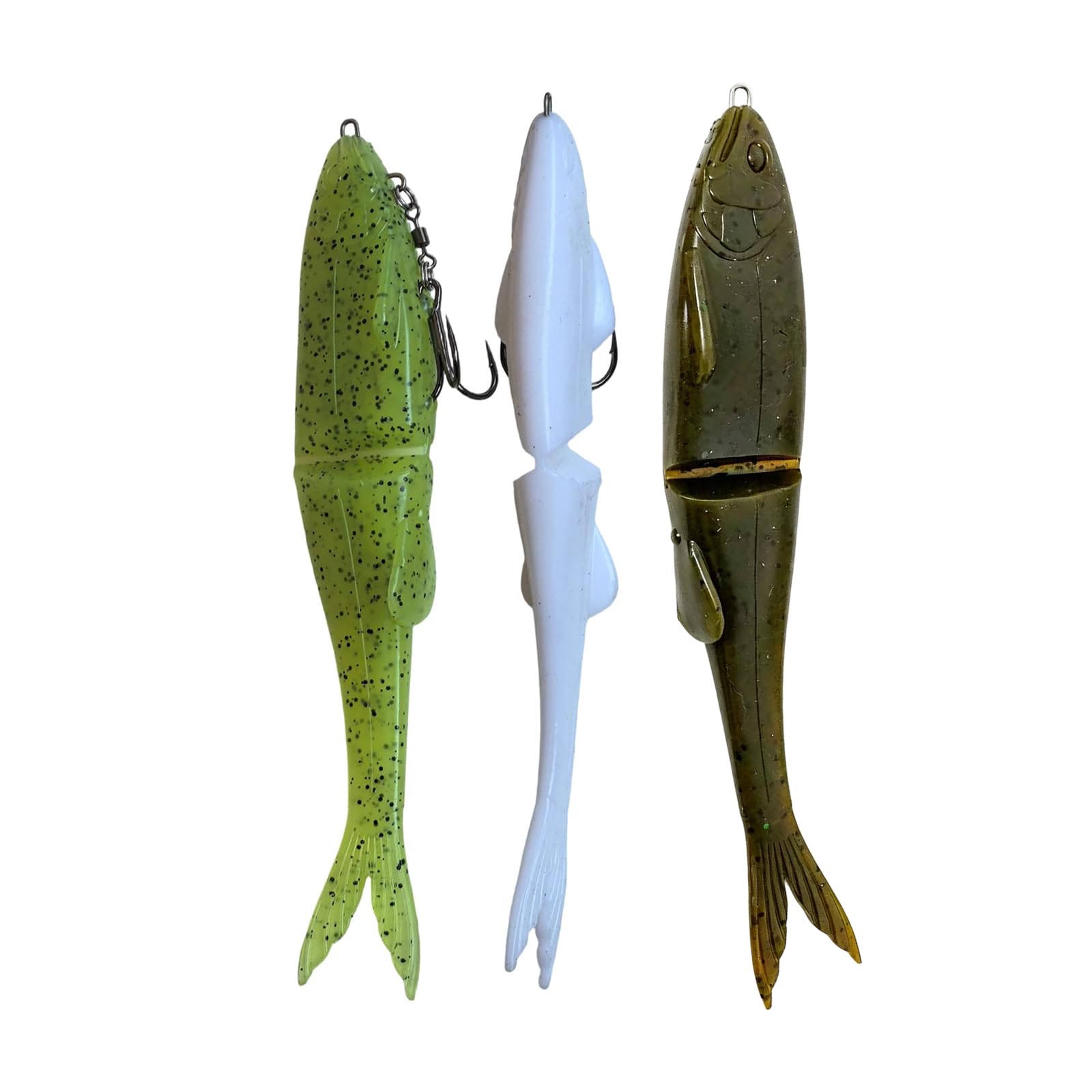 Lot de 3 leurres de pêche en caoutchouc multicolores avec effet flottant naturel, leurres de pêche très simulés pour la pêche à la perche, leurres de pêche en plastique souple