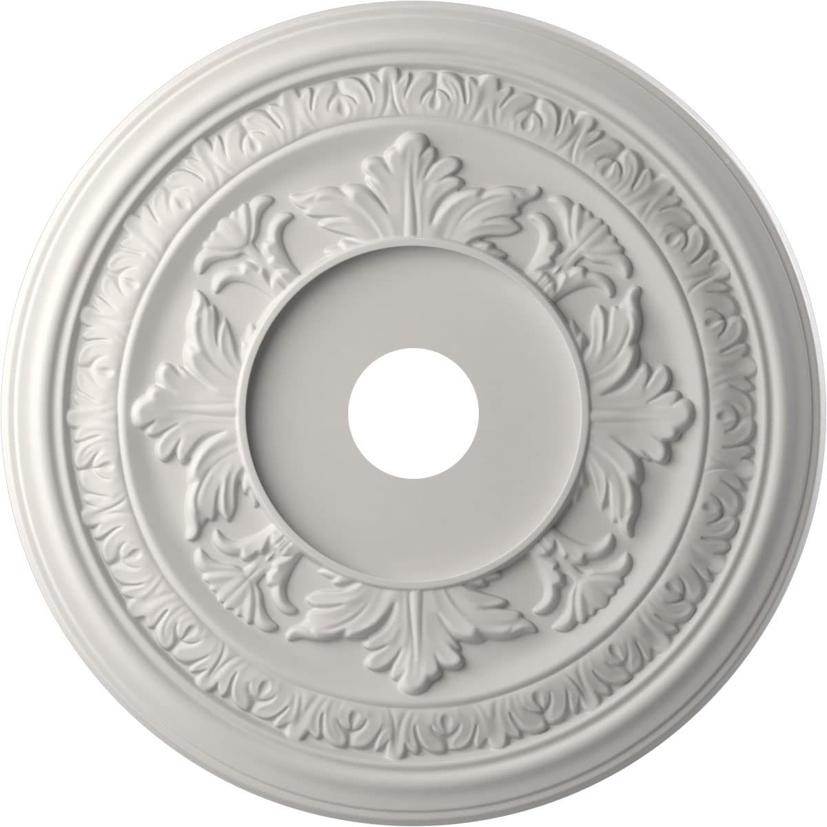 ekena millwork cmp22bagbw baltimore thermoformed pvc ceiling medallion (fits canopies up to 7 3/4"), 22"od x 3 1/2"id x 1"p, ultracover satin blossom white