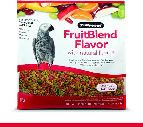 ZuPreem FruitBlend - Pellets de sabor para pájaros para loros y conures varios tamaños mezcla diaria hecha en Estados Unidos para caiques grises