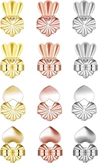 Hoedia Earring Lifters, 6 Pairs Magic Earring Backs, Hypoallergenic Adjustable Secure Earring Lifts, Safety Earring Backs for Droopy Ear Lobes