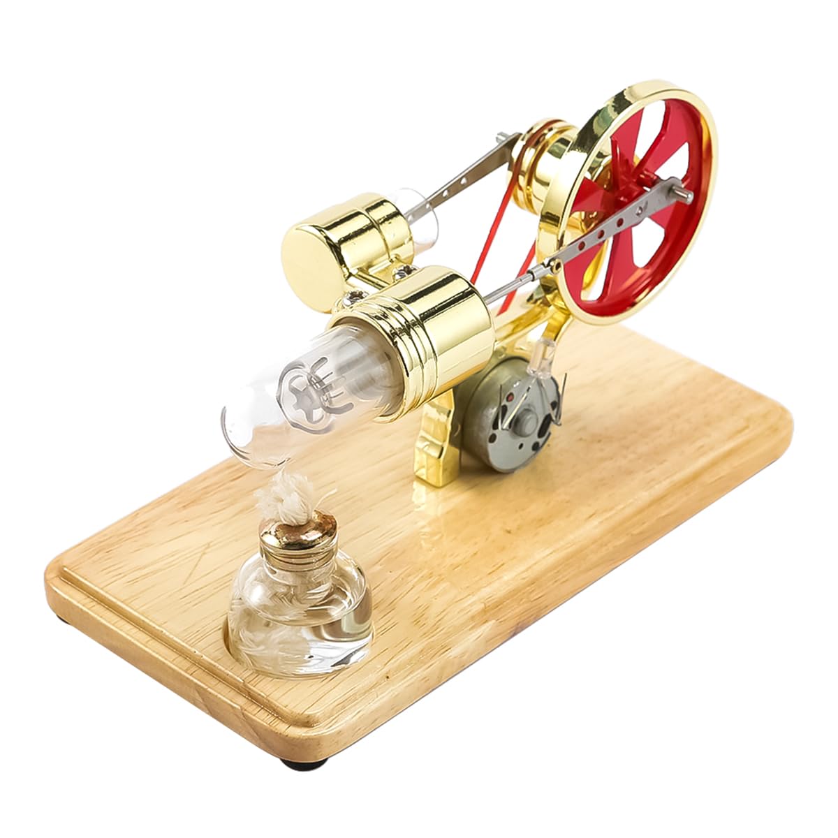 Hoite Mini Stirling Engine Generator Model Science Educational Kit, Gold Red, 8.5x16x9.5cm