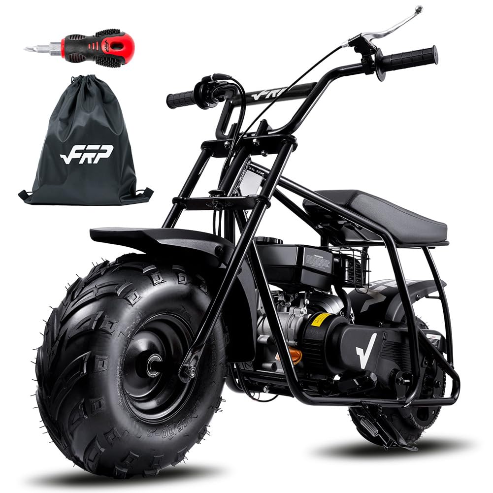 FRP Mini Dirt Bike GMB100 Basic, New 99CC Gas Powered Mini Bike 4-Stroke 3HP, Off-Road for Kids/Adult, Trail Up to 24 Mph, Weight Support Up to 185 LBS,Black