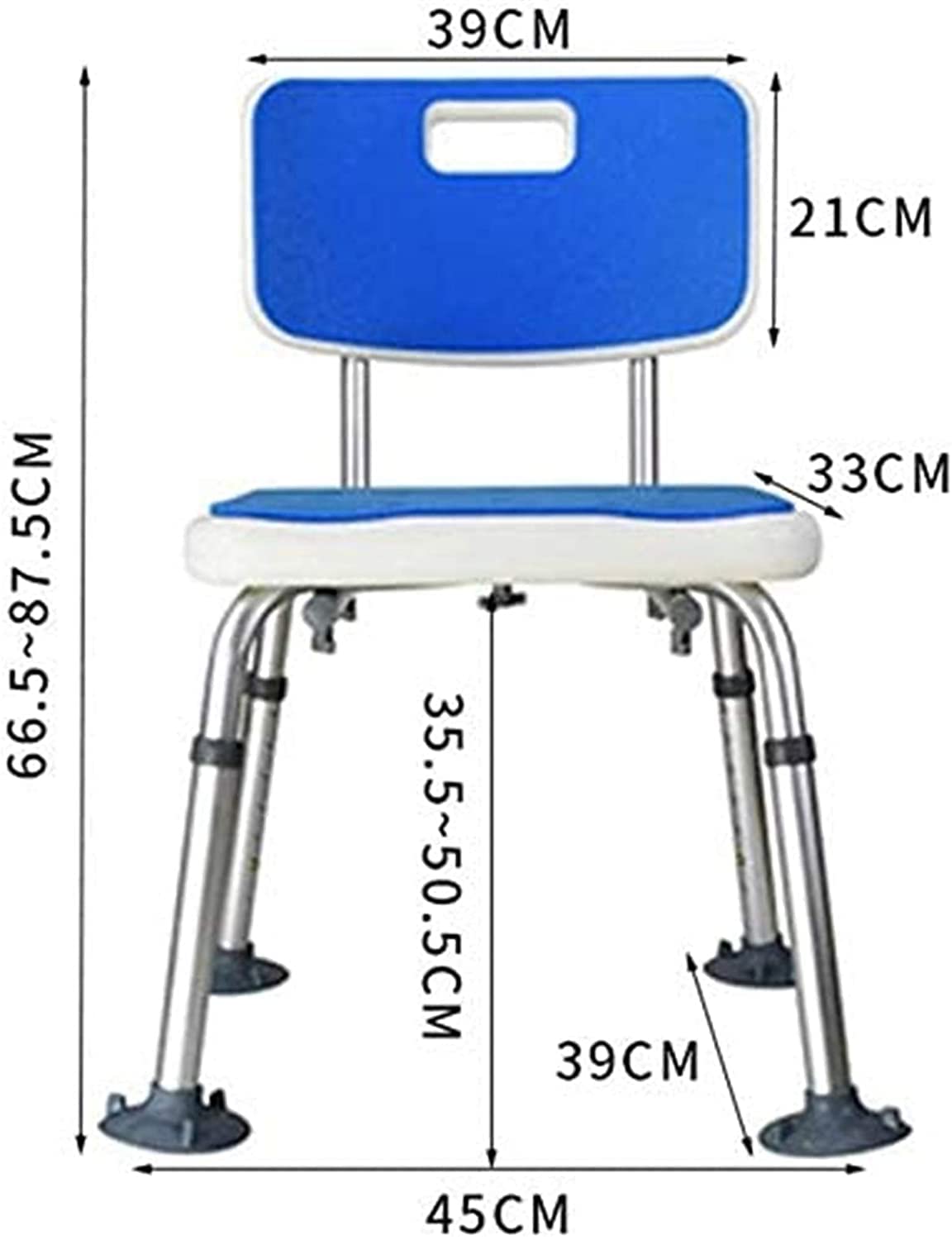 Taburete de Ducha Asiento de Ducha Sillas de Ducha Regulables en Altura con Brazos y Respaldo Asientos de Ducha Baño Seguridad Antideslizante (Azul B) (Blanco B) (Azul C)